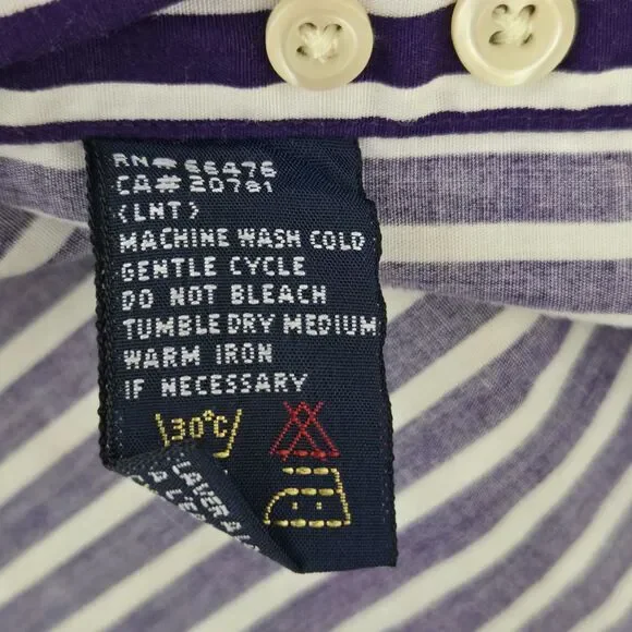 Tommy Hilfiger Button Up Shirt Womens 10 Purple White Striped Velvet LinedCollar - Picture 9 of 10